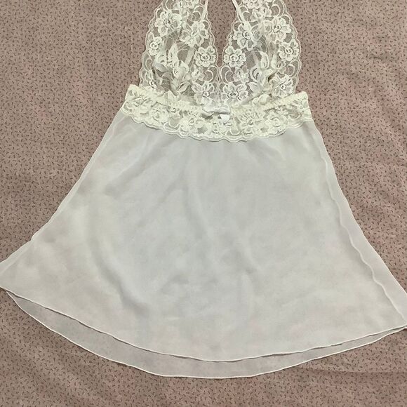 Frederick’s of Hollywood Coquette Cream Sheer Lace Slip Size Large - Picture 4 of 10